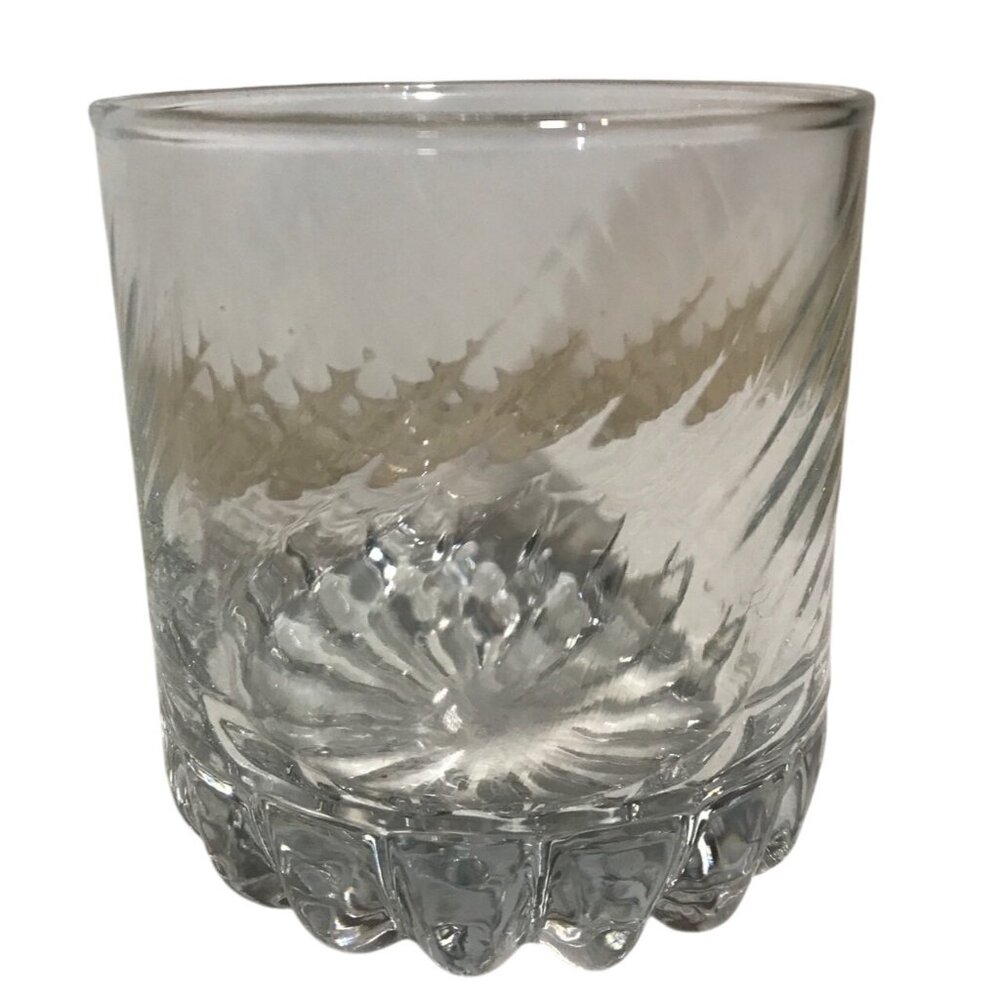 Vintage Cut Glass Whiskey Tumbler With Textured Swirl Design